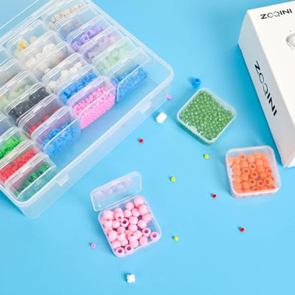 Bead Organizer Box, 84Pcs Small Clear Plastic Storage Containers, 3 Large Craft Organizer Boxes, 3 Sheets Label, Mini Parts Storage Solution for Beading Jewelry Making Diamond Arts Screws Seeds - size: 3 Pack - 84 Pcs (2.16" x 2.16" x 0.78")