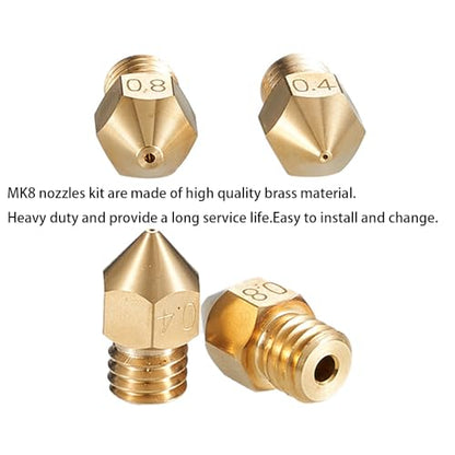 26Pcs Ender 3 Nozzles kit, MK8 Nozzles kit, Brass 3D Printer Nozzles 0.2/0.3/0.4/0.6/0.8/1.0mm Compatible for Creality Ender 3 Pro v2/Ender 3 Max/5 Pro/Ender 3 S1/Ender 3 Neo/CR10 3D Printer Nozzle, - style: 26Pcs MK8 Nozzles kit