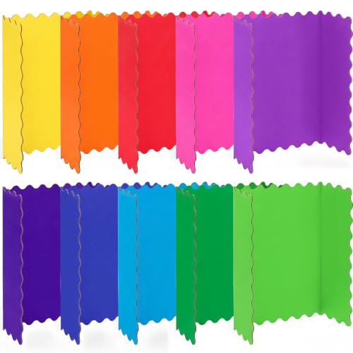 Mooliwe 21" X 14" 10 Pack Scalloped Trifold Poster Board,Neon Colors - color: Neon Colors, size: 21" X 14"