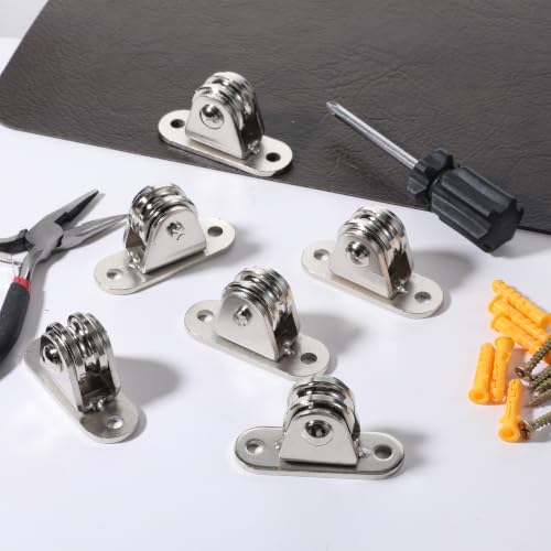 8 Pack Small Pulley Block Silent Pulley Wheel Heavy Duty Fixed Pullies Loading 176 lb, 1" Mini Duplex Pulleys Roller Frictionless Silent Wheel for Cord Material Handling Moving and DIY Project