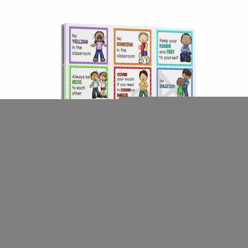 Classroom Rules Educational Posters for Preschool, Home, Middle And High School Classroom Poster Poster for Room Aesthetic Posters & Prints on Canvas Wall Art Poster for Room 08x12inch(20x30cm) - color: Frame-Style, size: 08 x 12 inches