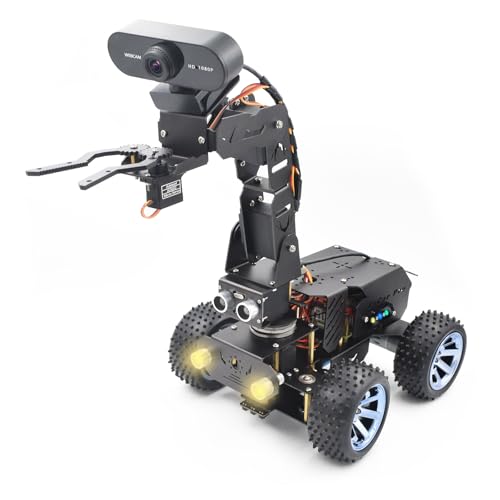 Adeept PiCar Pro V2 Robotics Kit(Raspberry Pi NOT Included), Smart Car with 4-DOF Robotic Arm for Pi 5/4/3, 1080P HD Camera, OpenCV, Obstacle Avoidance, Line Tracking, USB-C Charging, Digital Tutorial