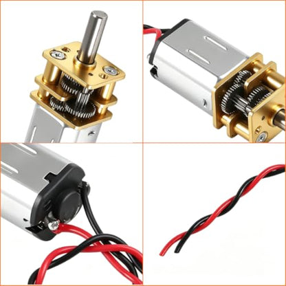 4Pcs Mini Micro N20 Gear Moto, DC 3V-6V Slow Speed Full Metal Gearbox - color: with wire