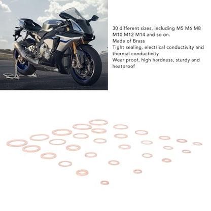 568pcs Copper Washers Assortment Kit, 30 Sizes M5-M28 Metric Oil Drain Plug Gasket Seal Kit, Flat Sealing Crush Washers Assortment Set for Automotive, Plumbing, Electrical, Mechanical Use, IMPA813080