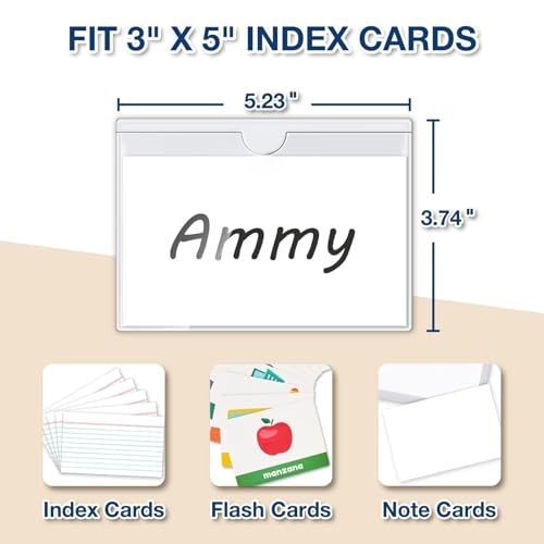 H4D 24 Pack labels for Storage Bins, 3" x 5" Plastic Clear Adhesive Pockets - size: 3" x 5", style: 24 Pack