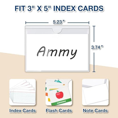 H4D 48 Pack labels for Storage Bins, 3" x 5" Plastic Clear Adhesive Pockets - size: 3" x 5", style: 48 Pack