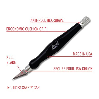 Excel Blades #11 Blade Fit Grip Craft Knife, Rubber Grip, Black - color: Black