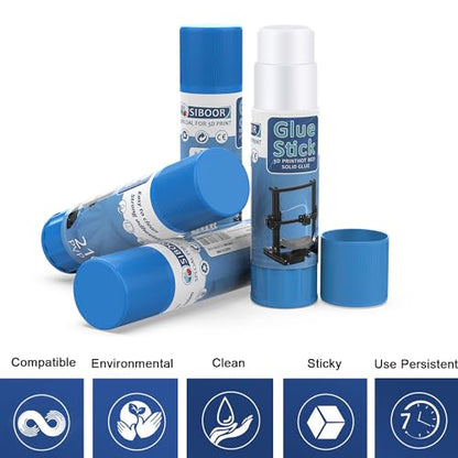 3D Printer Glue Stick – PVP Solid Glue for Heat Bed, Prevents Warping, Easy Release & Washable, Compatible with PLA,ABS,HIPS,PET,ASA Filaments, and Various Build Plates (Blue) - color: Blue