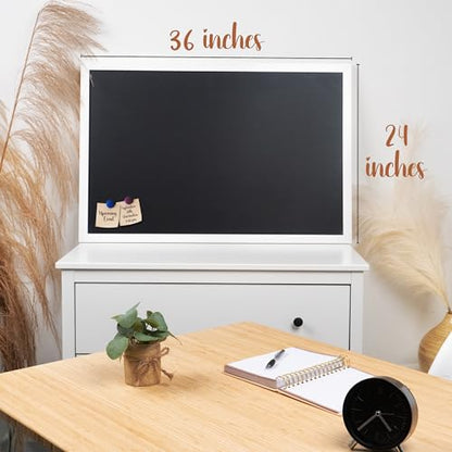 Loddie Doddie Magnetic Chalkboard, Magnetic Board for Wall, 36 x 24, White - color: White Frame, size: 36"W x 24"H