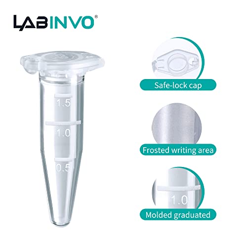 1.5ml Sterile Microcentrifuge Tubes with Safe-Lock Cap, Pack of 500, Max.RCF15000×G Conical Bottom Centrifuge Tubes, PP Material, Molded Graduation 10.6x39.5mm, IN-MT15A - style: 1.5mL,500PCS,Sterile