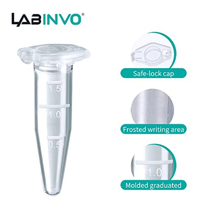 1.5ml Sterile Microcentrifuge Tubes with Safe-Lock Cap, Pack of 500, Max.RCF15000×G Conical Bottom Centrifuge Tubes, PP Material, Molded Graduation 10.6x39.5mm, IN-MT15A - style: 1.5mL,500PCS,Sterile