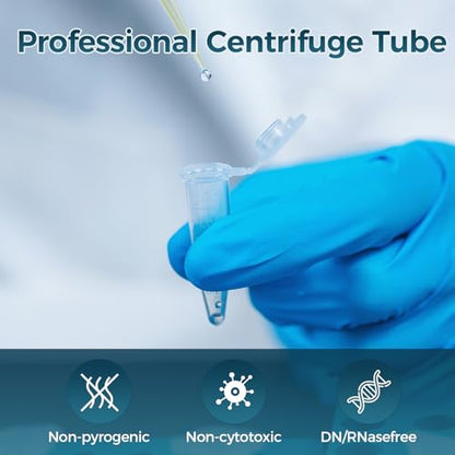 100Pcs 0.5ml Conical Centrifuge Tubes with Snap Cap, Small Sterile Microcentrifuge Tube Test Vials Plastic Sample Storage Container for Lab - size: 0.5ML-100PACK
