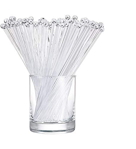 100 Pieces Ball Head Stirrer Disposible Plastic Round Top Crystal Swizzle Sticks, Crystal Cake Pops, Cocktail Coffee Drink Stirrers (Clear)