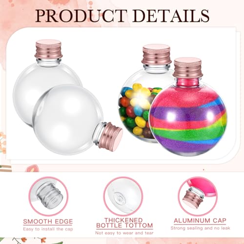 FoldTier 48 Pcs Plastic Potion Bottles with Caps,Rose Gold,Aluminum Cap - color: Rose Gold, style: Aluminum Cap