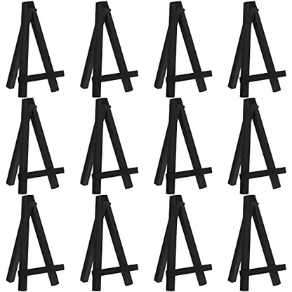 Chuangdi 12 Pcs 3.5 Inch Black Mini Easel Stands Wood Display Easel - size: 3.5 Inch