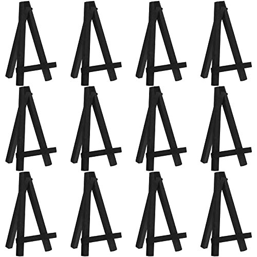 Chuangdi 12 Pcs 3.5 Inch Black Mini Easel Stands Wood Display Easel - size: 3.5 Inch