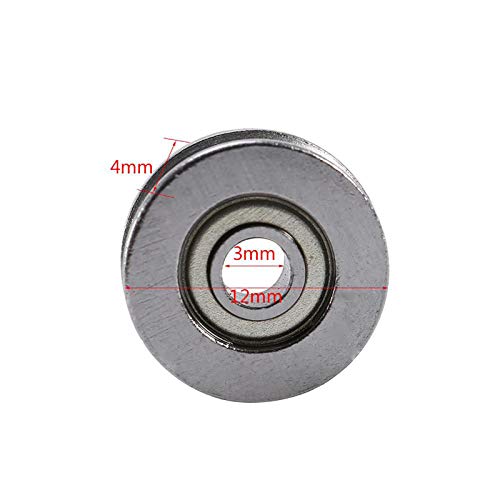V Bearing, Small Grooved Bearing Pulleys 3x12x4mm, V Track Wheels, Small Fixed Pulley Bulk, V623zz Carbon Steel Replacement for Rail Track Linear Motion System, 20pcs
