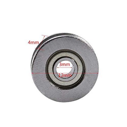 V Bearing, Small Grooved Bearing Pulleys 3x12x4mm, V Track Wheels, Small Fixed Pulley Bulk, V623zz Carbon Steel Replacement for Rail Track Linear Motion System, 20pcs