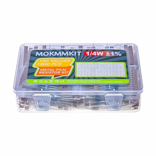150 Values 1500 Pieces Resistor Kit 0 Ohm-10M Ohm 1/4W 1% - style: 1/4W ±1% 0 ohm-10M ohm