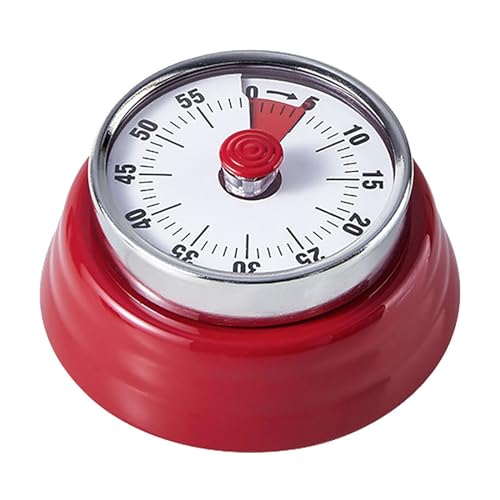Elegant Stainless Steel Vintage Kitchen Timer with Magnetic Attachment - 60-Minute Countdown & Audible Alarm, Perfect for Cooking, Office Tasks, and Study Sessions (01-red) - color: 01-red
