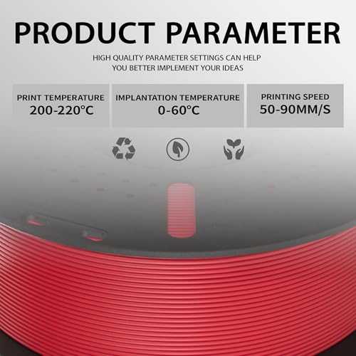 PLA+ Filament 1.75mm Red 1kg,Dimensional Accuracy +/- 0.02mm - color: Red