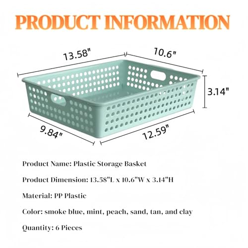 6 Pack Plastic Turn in Paper Trays for Classroom, Storage Bin Baskets, Boho - color: Boho