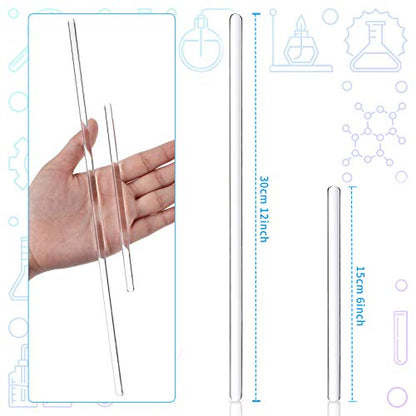 Patelai 20 Pcs Glass Stirring Rods Stir Stick with Both Ends Round for Lab