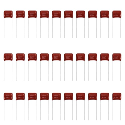 MECCANIXITY 30 Pcs Metallized Polypropylene Film Capacitors 222J 0.0022UF - size: 222J 0.0022UF