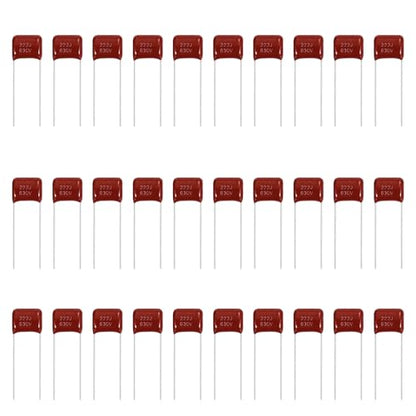 MECCANIXITY 30 Pcs Metallized Polypropylene Film Capacitors 222J 0.0022UF - size: 222J 0.0022UF
