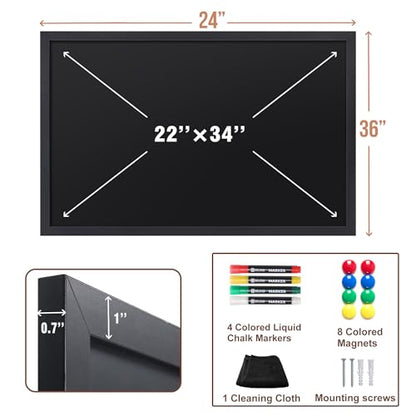 SELEAD Magnetic Chalkboard Words Sign - 24" x 36", Black Wood Frame - color: All Black, size: 36"W x 24"H
