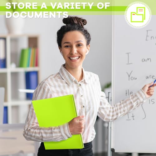 Henoyso 36 Pcs Plastic Folder with Clear Front Pocket, Fluorescent Green - color: Fluorescent Green