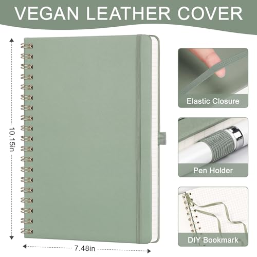 AHGXG Graph Paper Notebook, 140 Pages, B5 (7.6" x 10") - color: Sage Green, style: B5-Graph