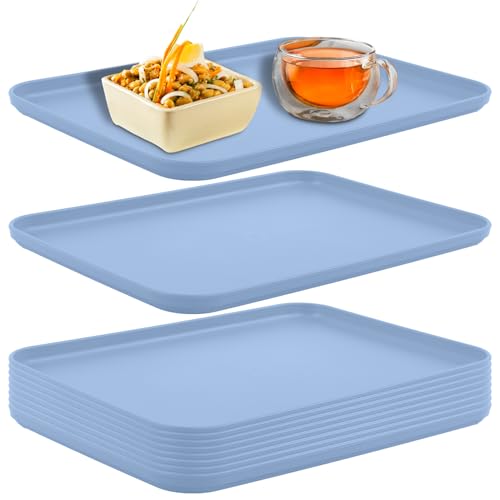 Plastic Art Trays,10 Pack Large Plastic Trays Stackable Activity Tray Craft Organizer Tray Serving Tray,Painting, Beads,Storage & Serving Tray (12.2 x 8.9 Inches) (Blue) - color: Blue