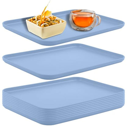 Plastic Art Trays,10 Pack Large Plastic Trays Stackable Activity Tray Craft Organizer Tray Serving Tray,Painting, Beads,Storage & Serving Tray (12.2 x 8.9 Inches) (Blue) - color: Blue