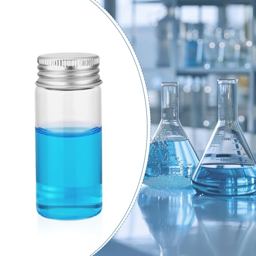 24Pcs 30mL Tiny Jars Clear Glass Vials, Silver Aluminum Screw Caps