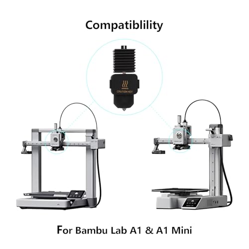 A1 Mini, A2L Upgrade Hotend Kit, 3D Printer Print Head Hot End Heating Block Kit with 0.2mm Hardened Steel Nozzle and Silicone Socks for Bambu Lab A1/A1 Mini/A2L - size: 0.2mm, style: 1 Pack