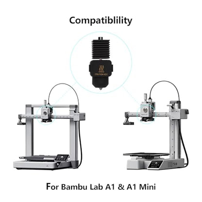A1 Mini, A2L Upgrade Hotend Kit, 3D Printer Print Head Hot End Heating Block Kit with 0.2mm Hardened Steel Nozzle and Silicone Socks for Bambu Lab A1/A1 Mini/A2L - size: 0.2mm, style: 1 Pack