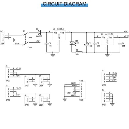 4 pcs 3.3V 5V MB102 Breadboard Power Supply Module with DC Male Cable USB Male Cable for Arduino