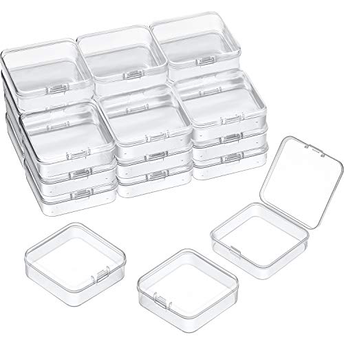 SATINIOR 24 Pcs Small Clear Plastic Container Box, 2.5 x 2.5 x 0.8 in - size: 2.5 x 2.5 x 0.8 in