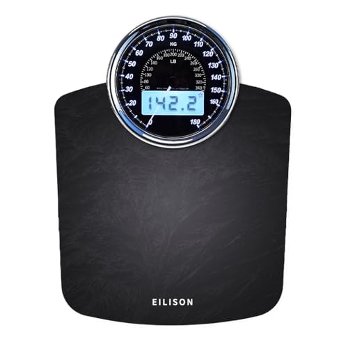 EILISON 2-in-1 Digital & Analog Bathroom Scale, 400 lbs, Large Display - color: Grey