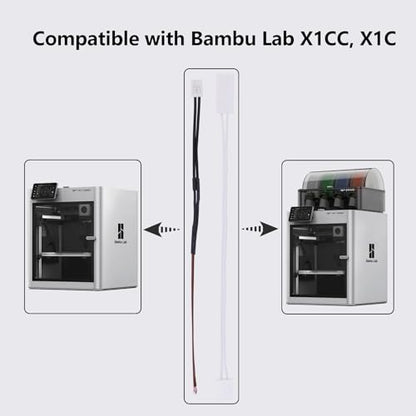 2 Pack Ceramic Heater and Thermistor for X1, 3D Printer Accessories 24V 48W Ceramic Heater 300℃ High Temperature Thermistor and Fixing Clip for Bambu Lab X1/X1C - style: X1/X1C