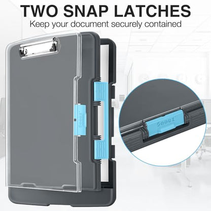 Sooez Original Clipboard with Dual Storage, Heavy Duty Clip Boards 8.5x11 - color: Gray + Blue