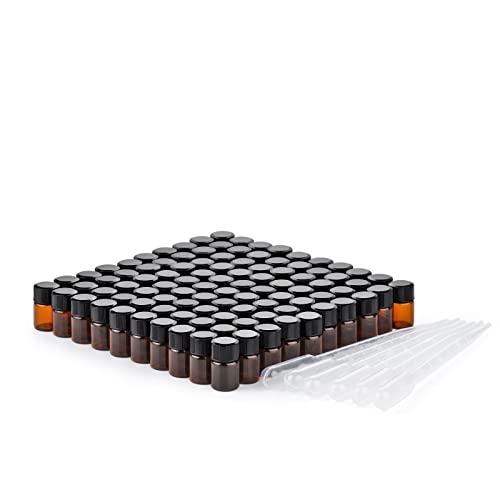 2ml Amber Small Glass Vials 100pcs with Screw Caps(100pcs) - color: Amber, size: 2ml 100pcs