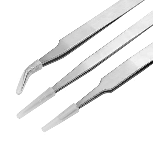 Precision Tweezers Set,Upgraded Stainless Steel of Craft Tweezers - Extra Fine,Angled,Blunt Tips for Electronics,Hobby, Industrial,Laboratory Work,Jewelry-Making,Model,Cooking