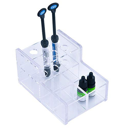 Dental Composite Syringe Organizer, Multi-Function Dental Syringe Holder, Resin Adhesive Applicators Organizer, Acrylic Case for Medical Composite Resin Adhesive Syringes, Resin Rack(Medium)