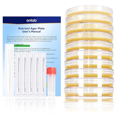 Nutrient Agar Petri Dishes Science Project Kit | Pre-Poured Agar Plates and Cotton Swabs for Science Experiments | Bacteria Science Kit - Sealed Separately (Items of 10)