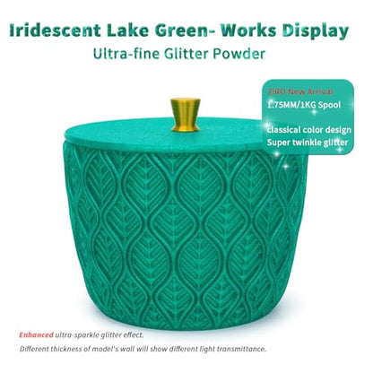 ZIRO 3D Printing Filament, 1.75mm Twinkle Effect 1KG Spool, Lake Green - color: Lake Green