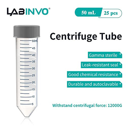 50ml High-Speed Centrifuge Tube, Max.RCF12000G Conical, Printed Graduation, Gamma Sterile, 30x115mm, Pack of 25, IN-CT50A - style: 50mL, 25PCS,Sterile