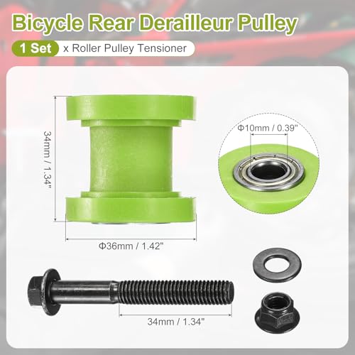 PATIKIL 10mm Grooved Roller Pulley Tensioner Green Chain Roller Pulley - color: Green