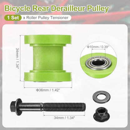 PATIKIL 10mm Grooved Roller Pulley Tensioner Green Chain Roller Pulley - color: Green